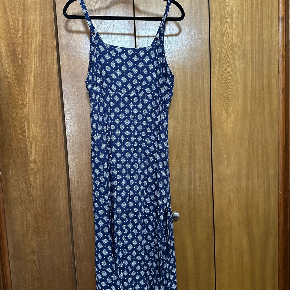 Ellos Navy Patterned Button-Front Top - image 2